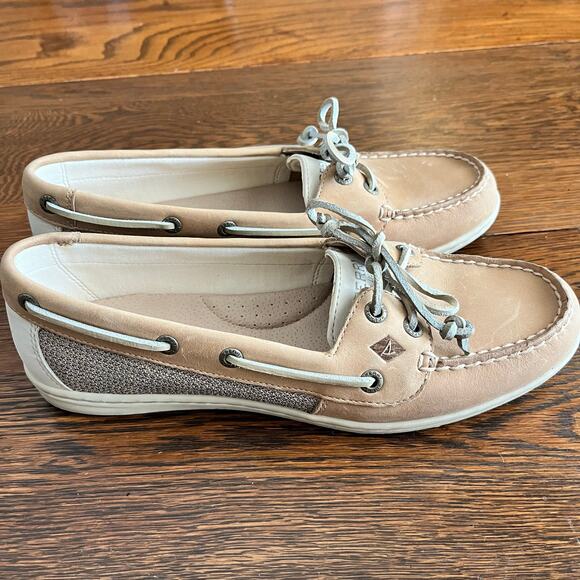 Sperry Top Sider Angelfish Linen Oat Beige Women Memory Foam Boat Shoes: Sz 9.5 - Picture 1 of 10